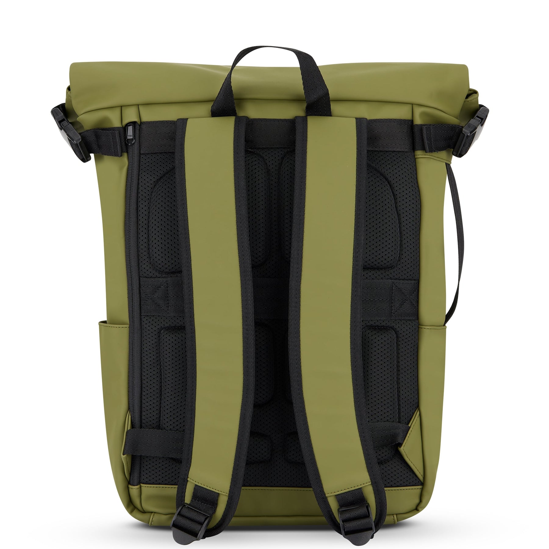 Rolltop Rucksack 'Henry' von Johnny Urban in olivgrün, hinten mit gepolsterten Trägern und Rückenpanels
