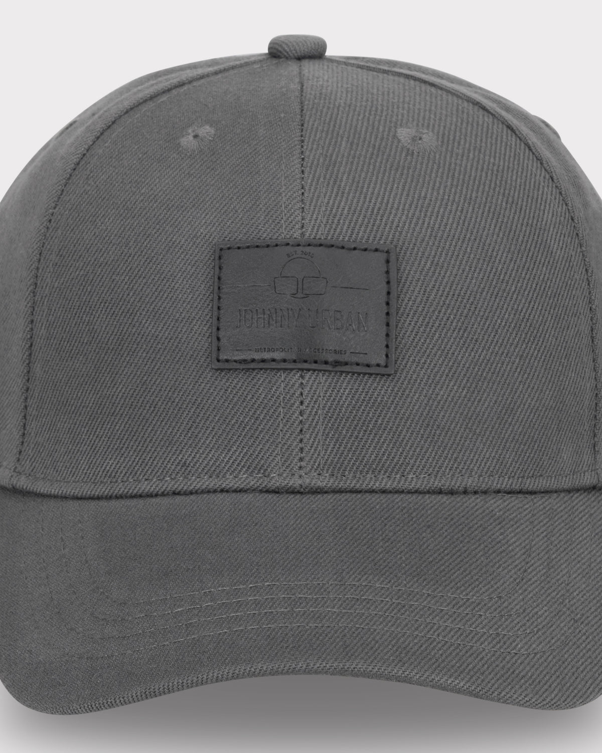 Dunkelgraue Johnny Urban Cap 'Dean' mit gebogenem Schirm und Lederpatch oben