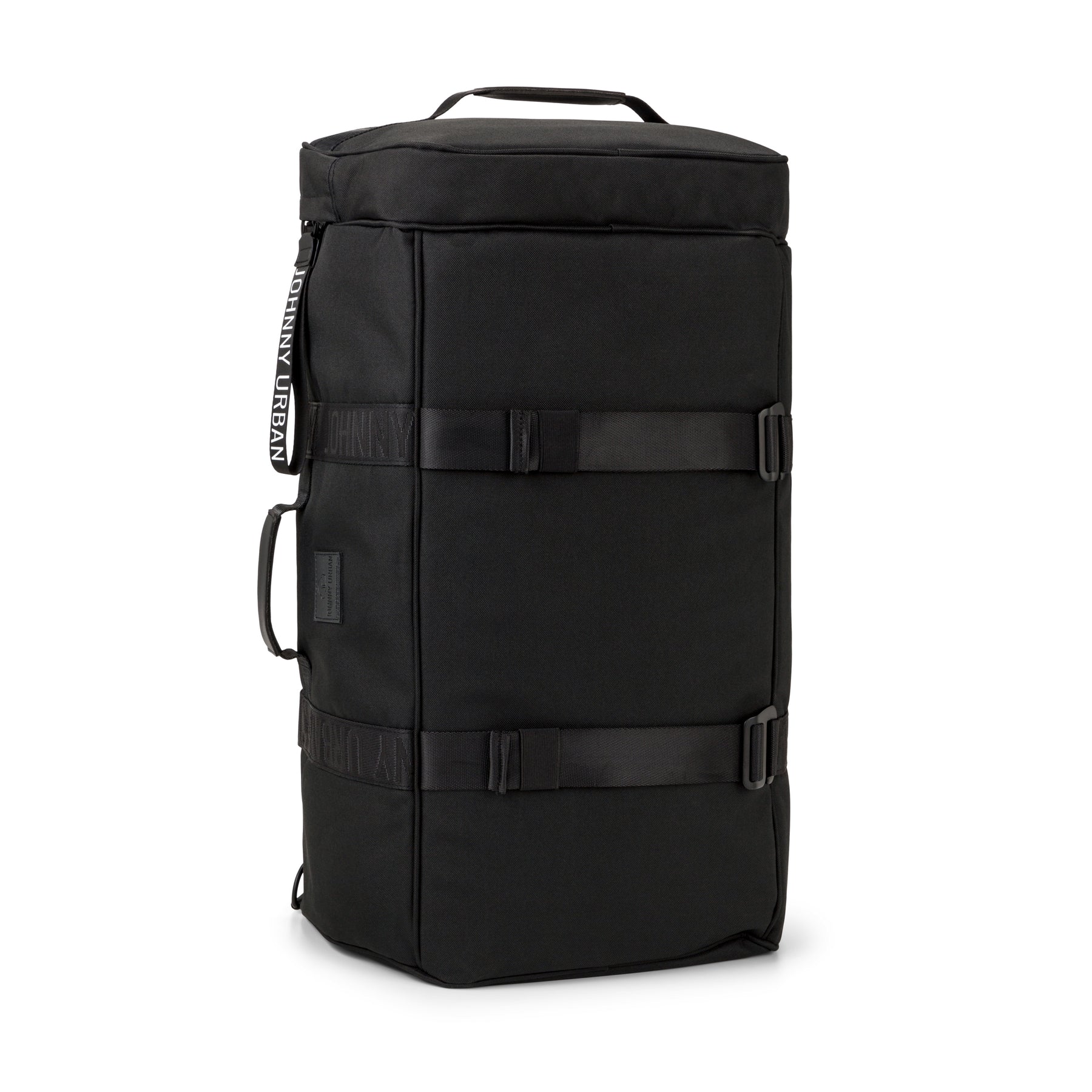 Schwarze Reisetasche 'Colin' von Johnny Urban mit zwei Kompressionsriemen und Tragegriff