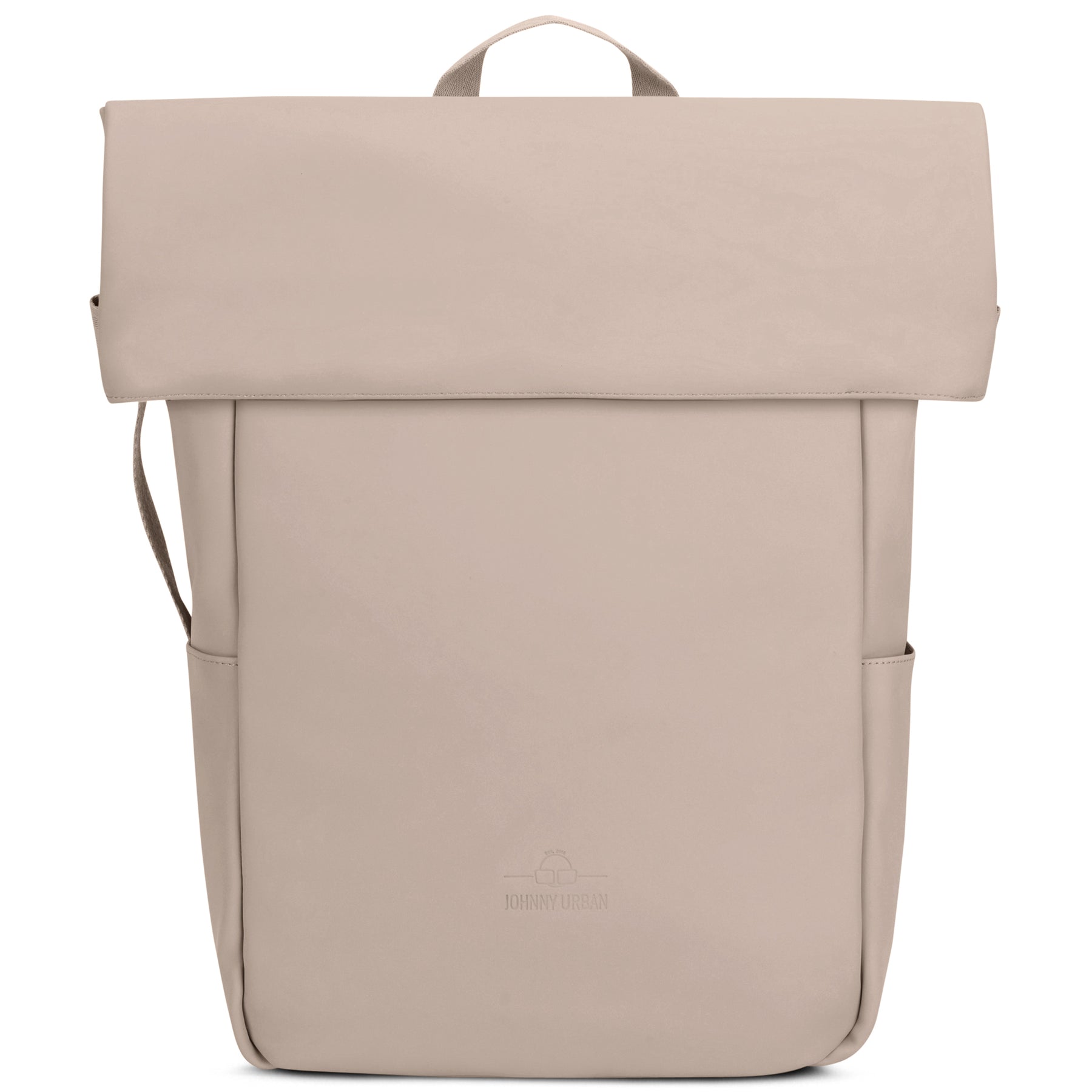 Beiger Rolltop Rucksack 'Henry' von Johnny Urban mit minimalistischer Form und seitlichen Taschen