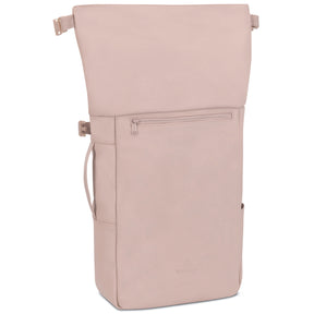 Rolltop Rucksack ‚Henry‘ von Johnny Urban, rosa, mit seitlichem Griff und Reißverschlusstasche vorne