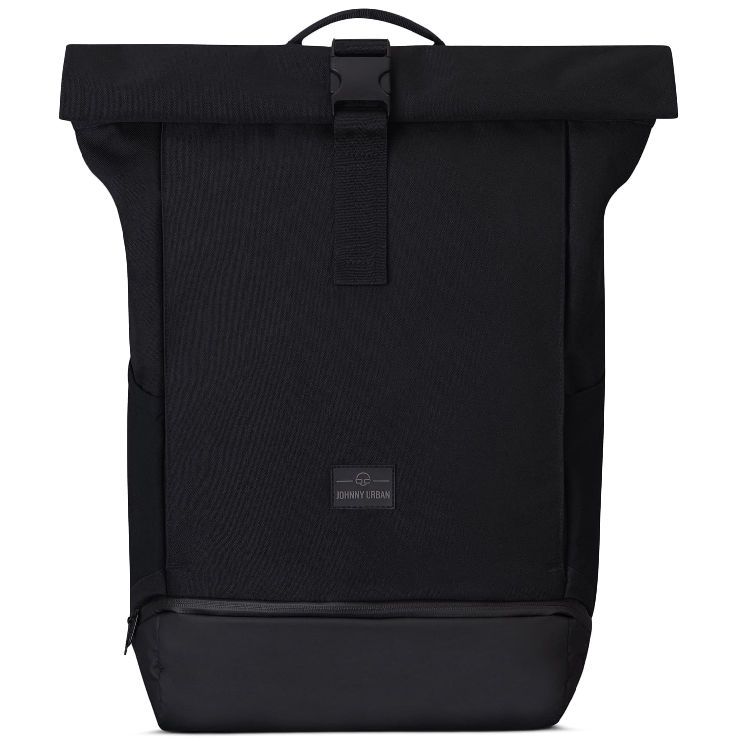 Schwarzer Rolltop Rucksack 'Allen XL' von Johnny Urban mit Verschluss und seitlichen Taschen