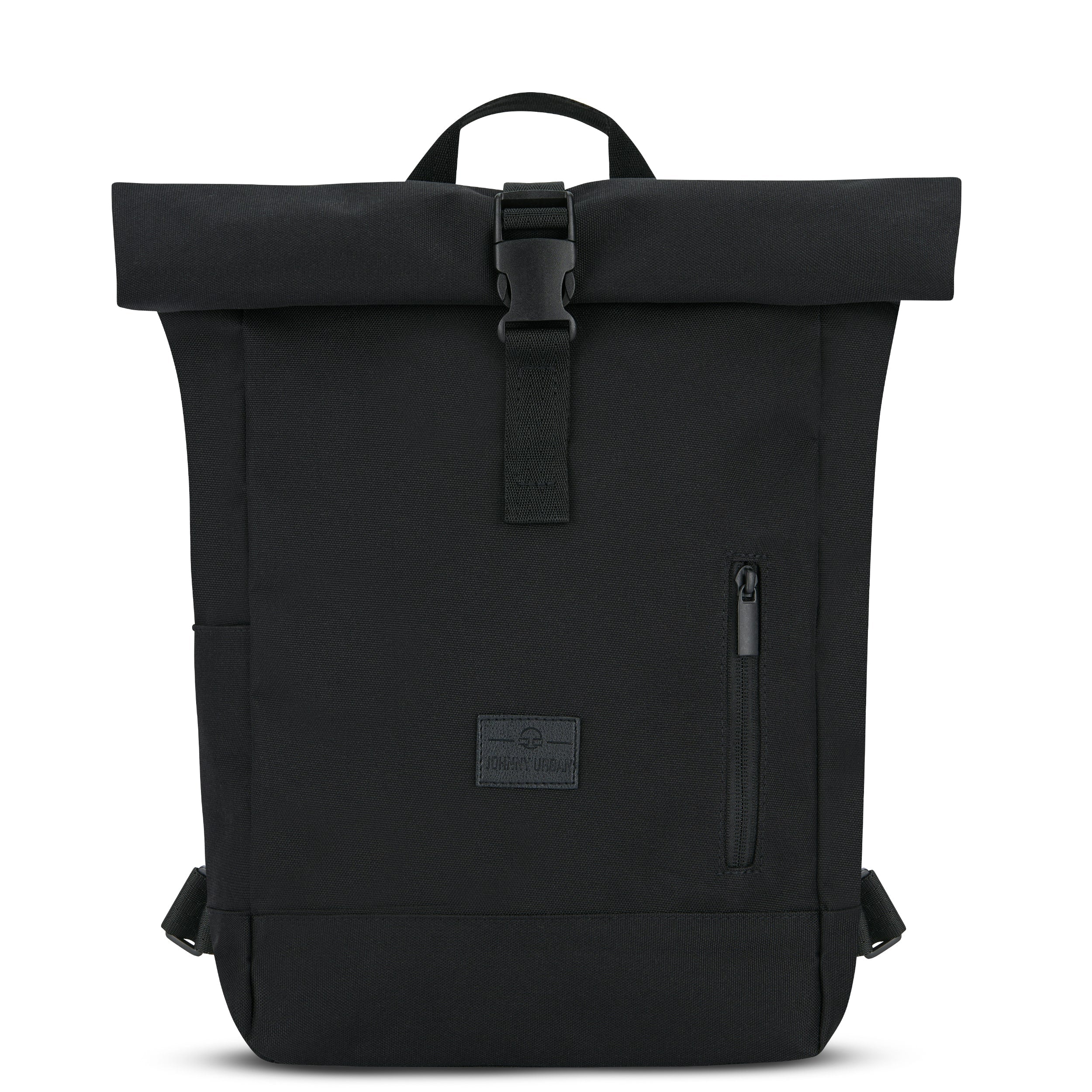 Schwarzer Rolltop Rucksack 'Robin Small' von Johnny Urban mit Frontreißverschluss und Verschlussriemen