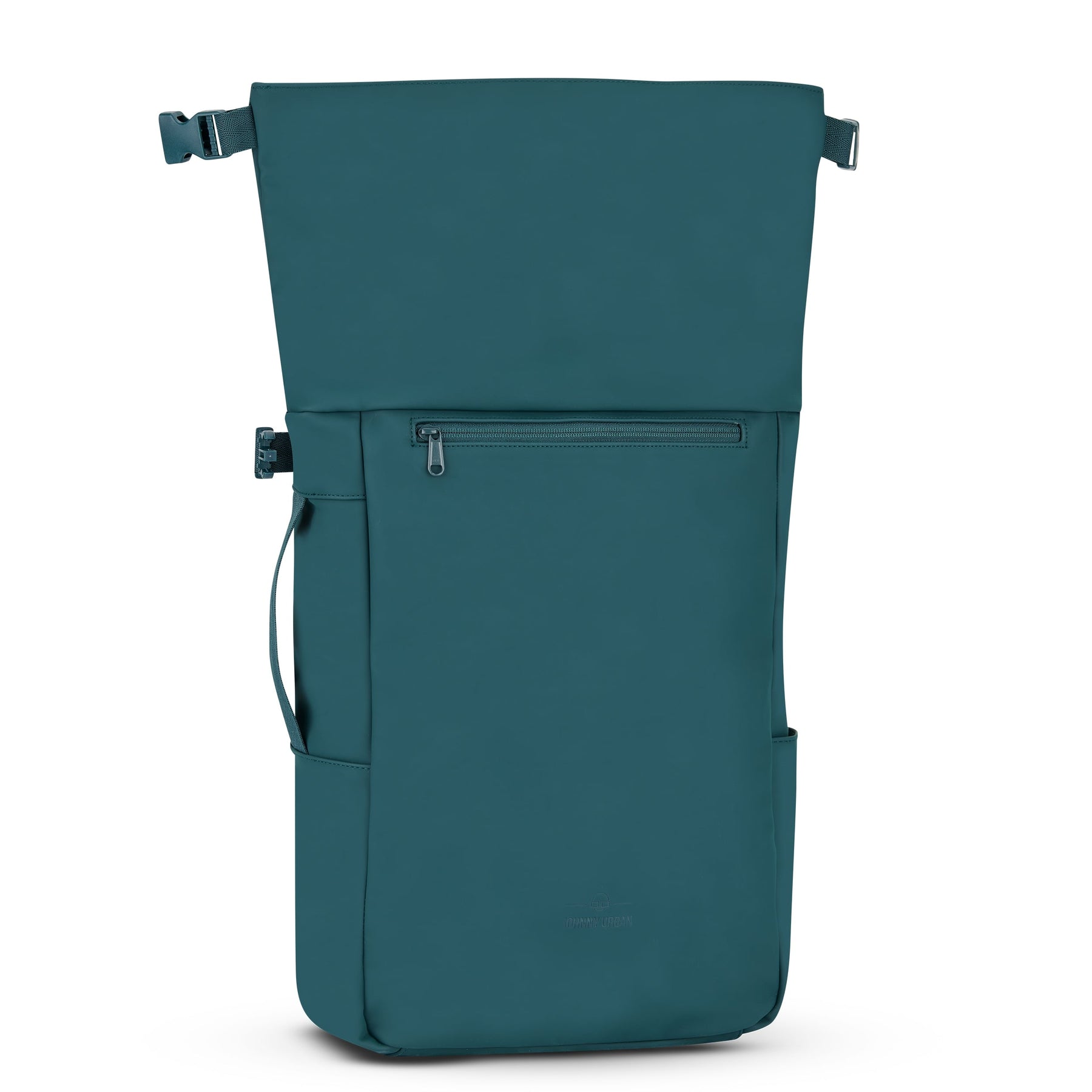 Rolltop Rucksack Henry von Johnny Urban in petrolgrün mit Reißverschlussfach vorne