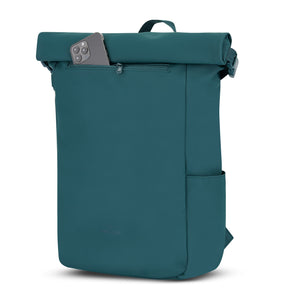 Johnny Urban Rolltop Rucksack 'Henry' in Petrolblau mit sichtbarem Smartphoneschacht
