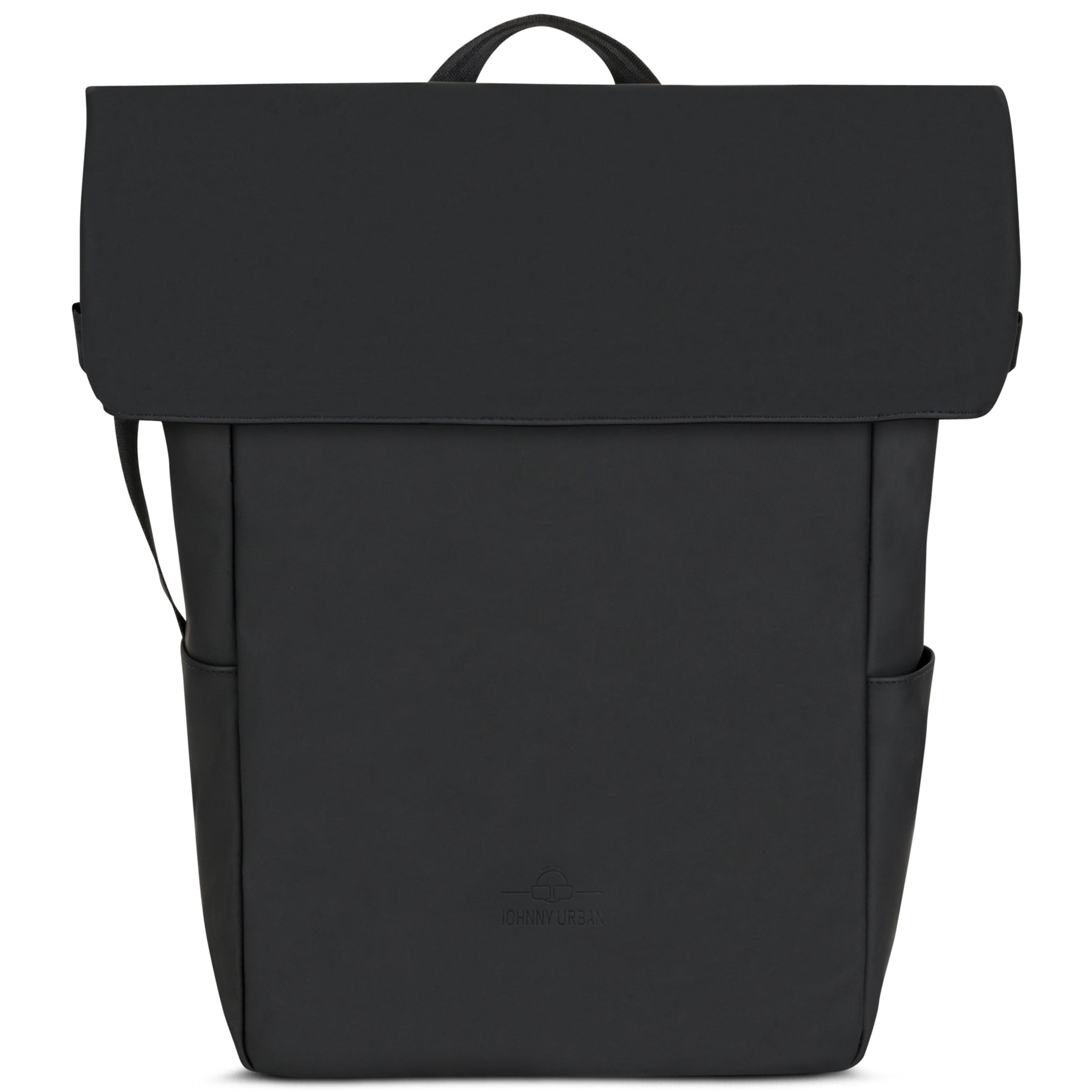 Schwarzer Rolltop-Rucksack 'Henry' von Johnny Urban mit zwei seitlichen Taschen