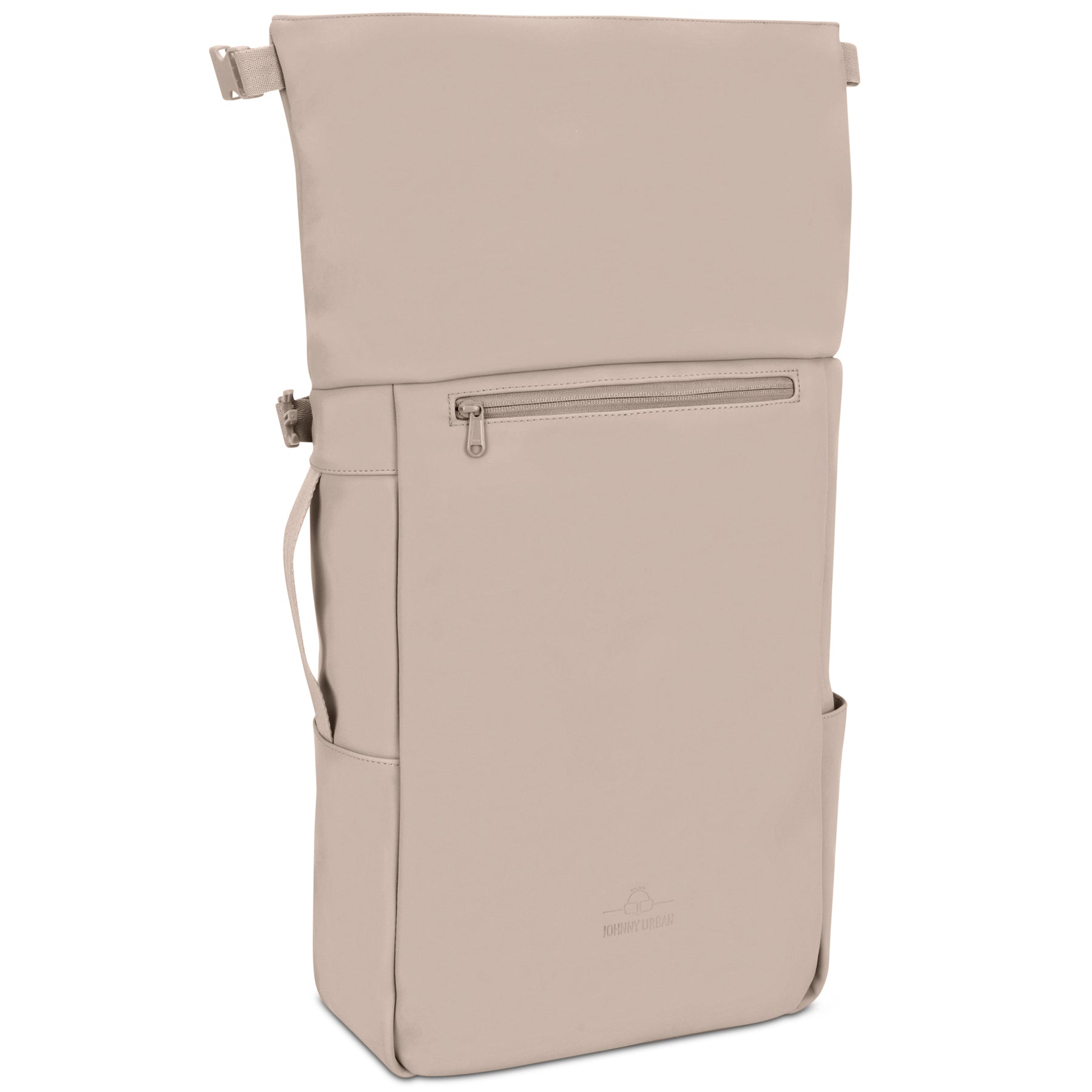 Beiger Rolltop-Rucksack 'Henry' von Johnny Urban mit Vorderfach und seitlichen Taschen